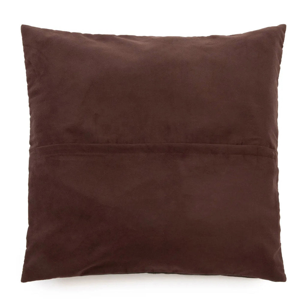 Kussenhoes leer vierdelig chocoladebruin 60 x 60 cm, voor woonkamer en slaapkamer