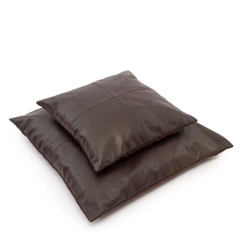 Kussenhoes leer vierdelig chocoladebruin 60 x 60 cm, voor woonkamer en slaapkamer