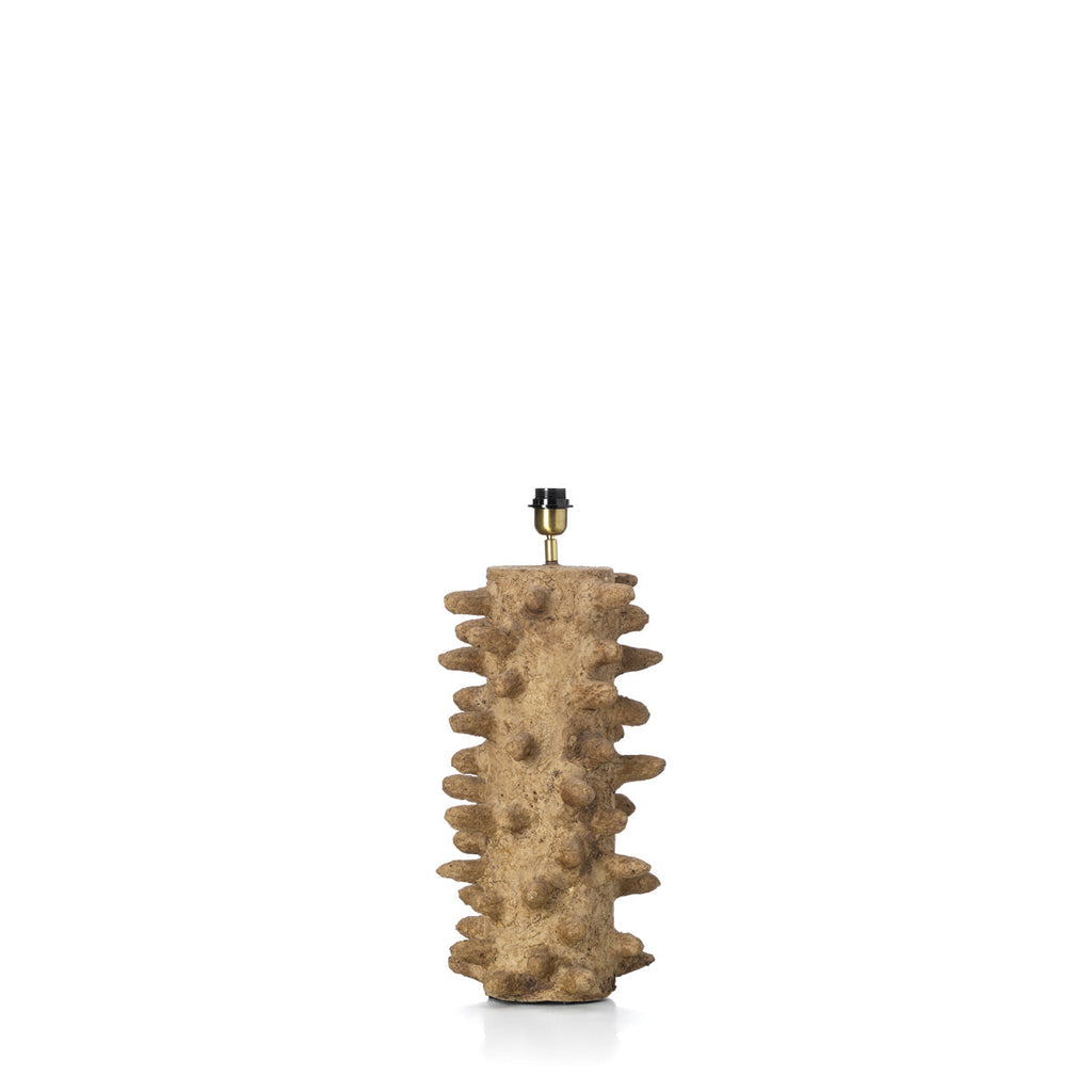 Tafellamp papier-maché Spiketacular, modder met linnen kap, 26 x 26 x 52 cm, woonkamer