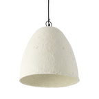 Hanglamp papier-maché Savana wit, Ø 40 cm, hoogte 42 cm, handgemaakt voor eettafel of kookeiland