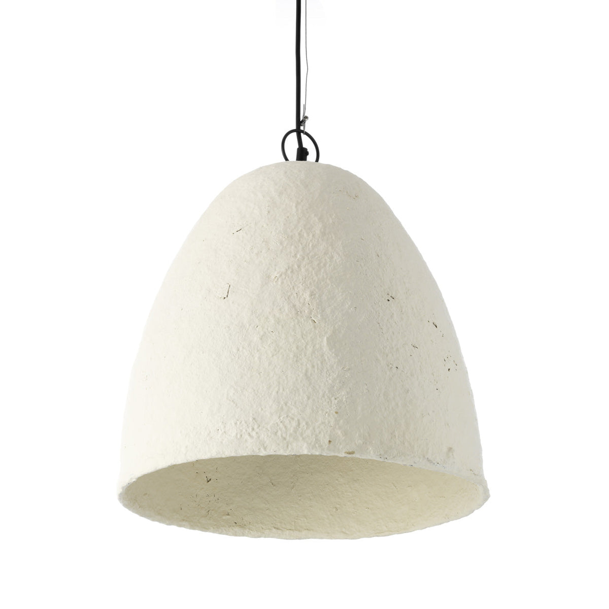 Hanglamp papier-maché Savana wit, Ø 40 cm, hoogte 42 cm, handgemaakt voor eettafel of kookeiland