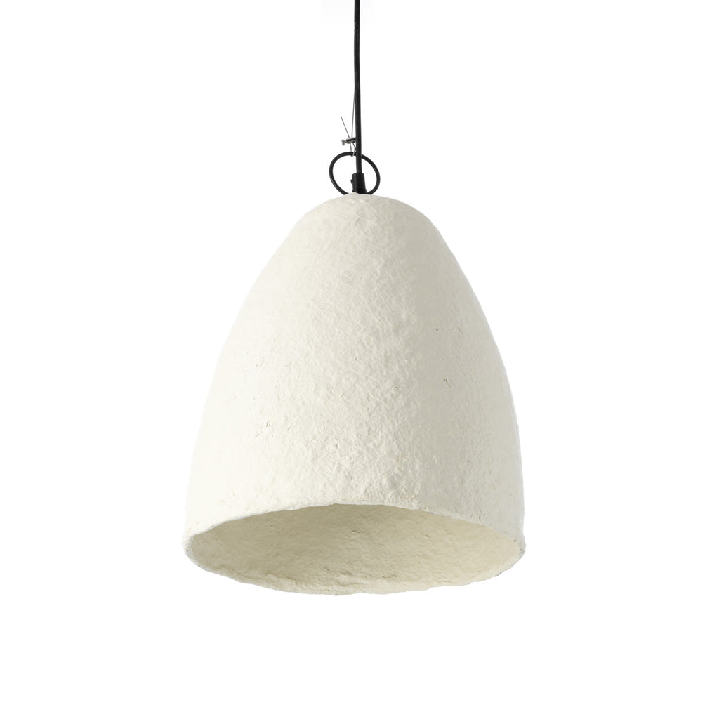 Hanglamp papier-maché Savana wit, Ø 30 cm, hoogte 35 cm – handgemaakt voor eettafel of keukeneiland
