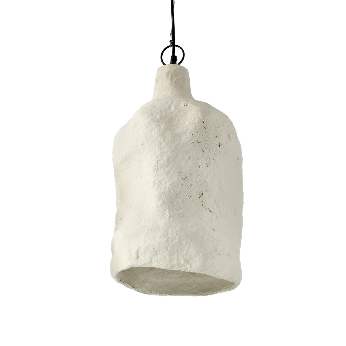 Hanglamp papier-maché Moloko L, wit, boho, 28 x 28 x 46 cm, voor eettafel en woonkamer