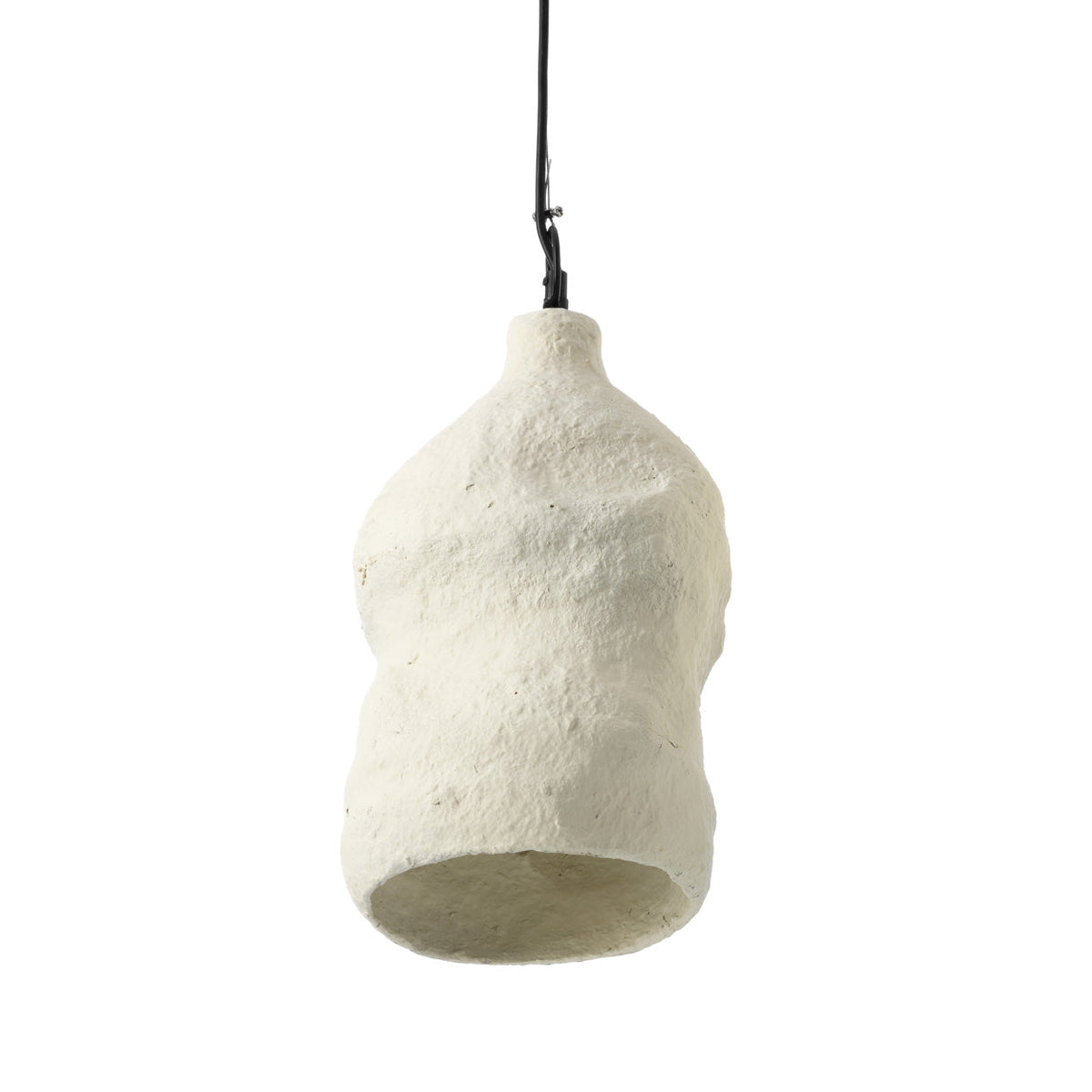 Hanglamp papier-maché Moloko wit, handgemaakt, Ø 21 x 36 cm, voor hal, bijzettafel of eettafel
