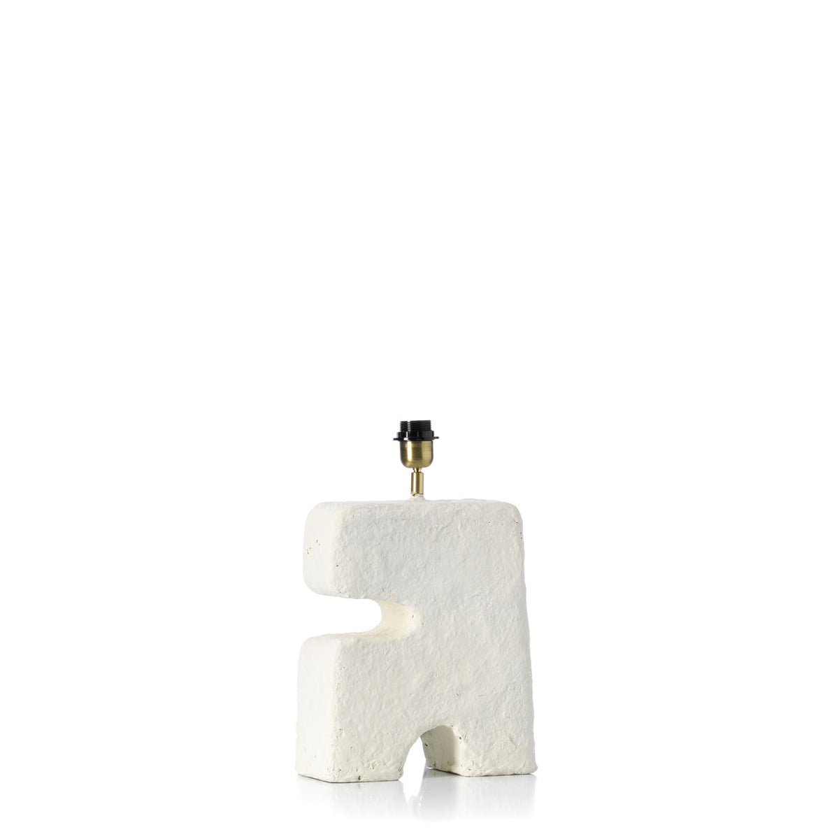 Tafellamp papier-maché wit met linnenlook kap, medium – 26 x 13 x 32 cm