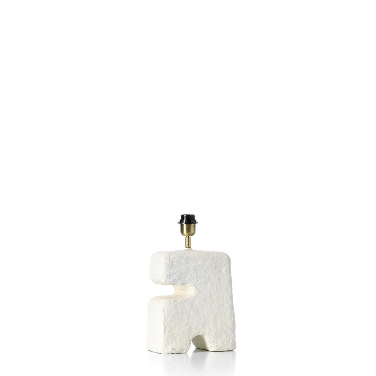 Tafellamp papier-maché wit met linnen kap, sculpturaal design, 12 x 20 x 25 cm, voor nachtkastje of console