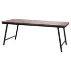 Consoletafel teakhout visgraat inklapbaar, naturel met zwart ijzeren frame – 170 x 40 x 80 cm