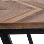 Consoletafel teakhout visgraat inklapbaar, naturel met zwart ijzeren frame – 170 x 40 x 80 cm