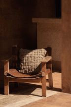 Kussenhoes linnen Crosier naturel met brede kruisbinding, 50 x 50 cm – woonkamer en slaapkamer