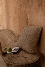 Kussenhoes linnen Damier naturel 50 x 50 cm, handgemaakt voor bank en fauteuil