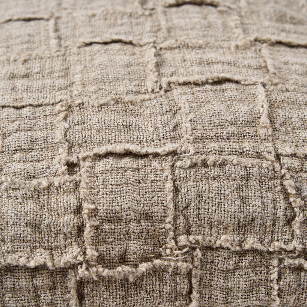 Kussenhoes linnen Damier naturel 50 x 50 cm, handgemaakt voor bank en fauteuil