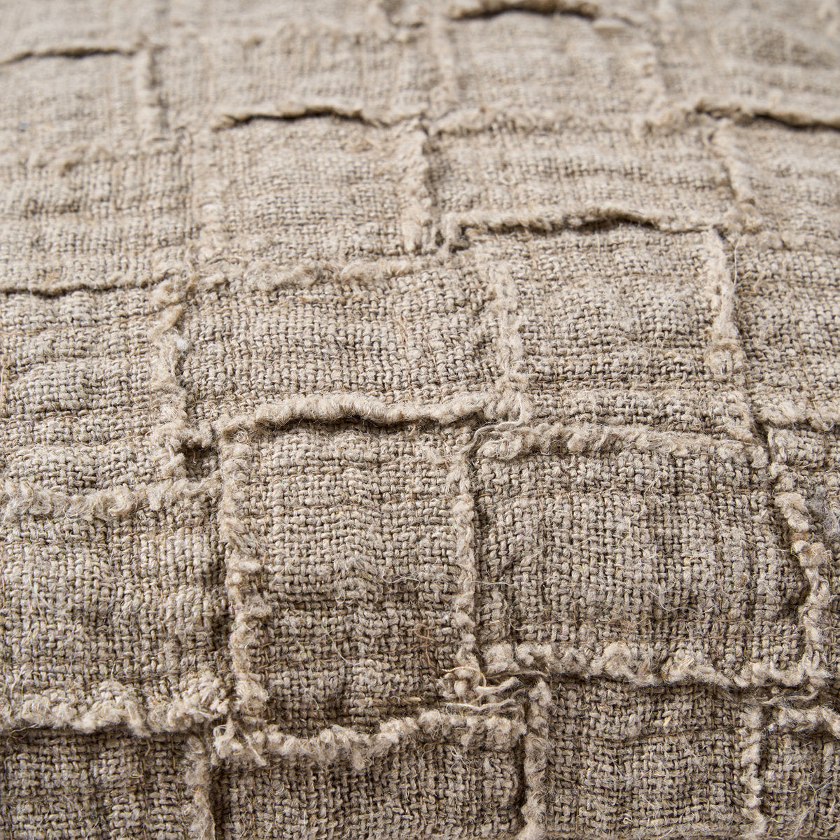 Kussenhoes linnen Damier naturel 50 x 50 cm, handgemaakt voor bank en fauteuil