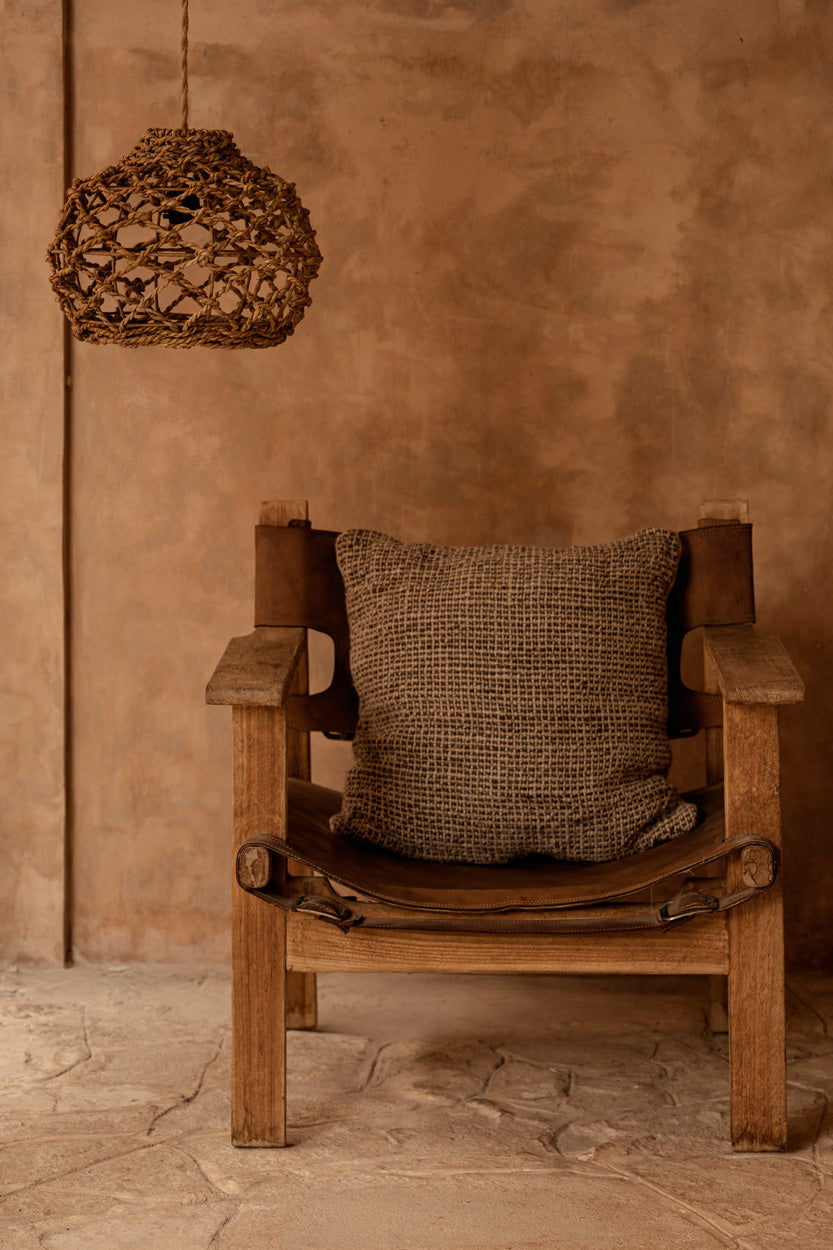 Kussenhoes linnen Linen Grain natuurlijk zwart, handgeweven met structuur – 50 x 50 cm