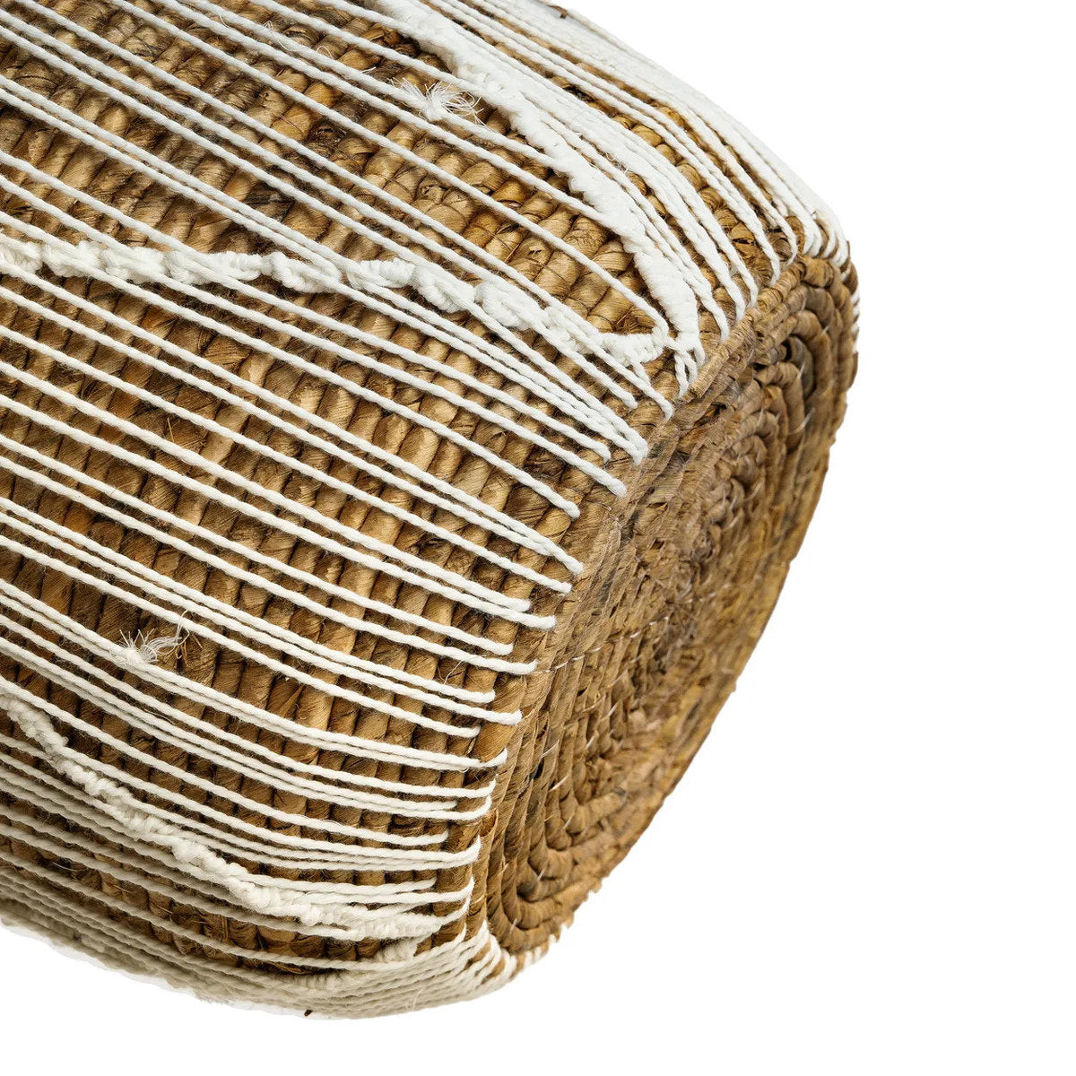 Mand bananenblad en katoen macramé naturel met wit, formaat S – Ø 30 x 40 cm