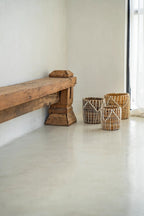 Mand bananenblad en katoen macramé naturel wit 20 x 20 x 20 cm, voor woonkamer, slaapkamer of hal