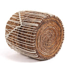 Mand bananenblad en katoen macramé naturel wit 20 x 20 x 20 cm, voor woonkamer, slaapkamer of hal