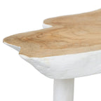 Bijzettafel teakhout organisch natuurwit, met drie poten – 45 x 45 x 40 cm