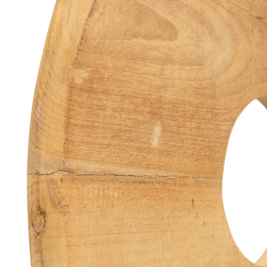 Decoratieve schijf teakhout op standaard, naturel, handgemaakt – 50 x 38 x 12 cm