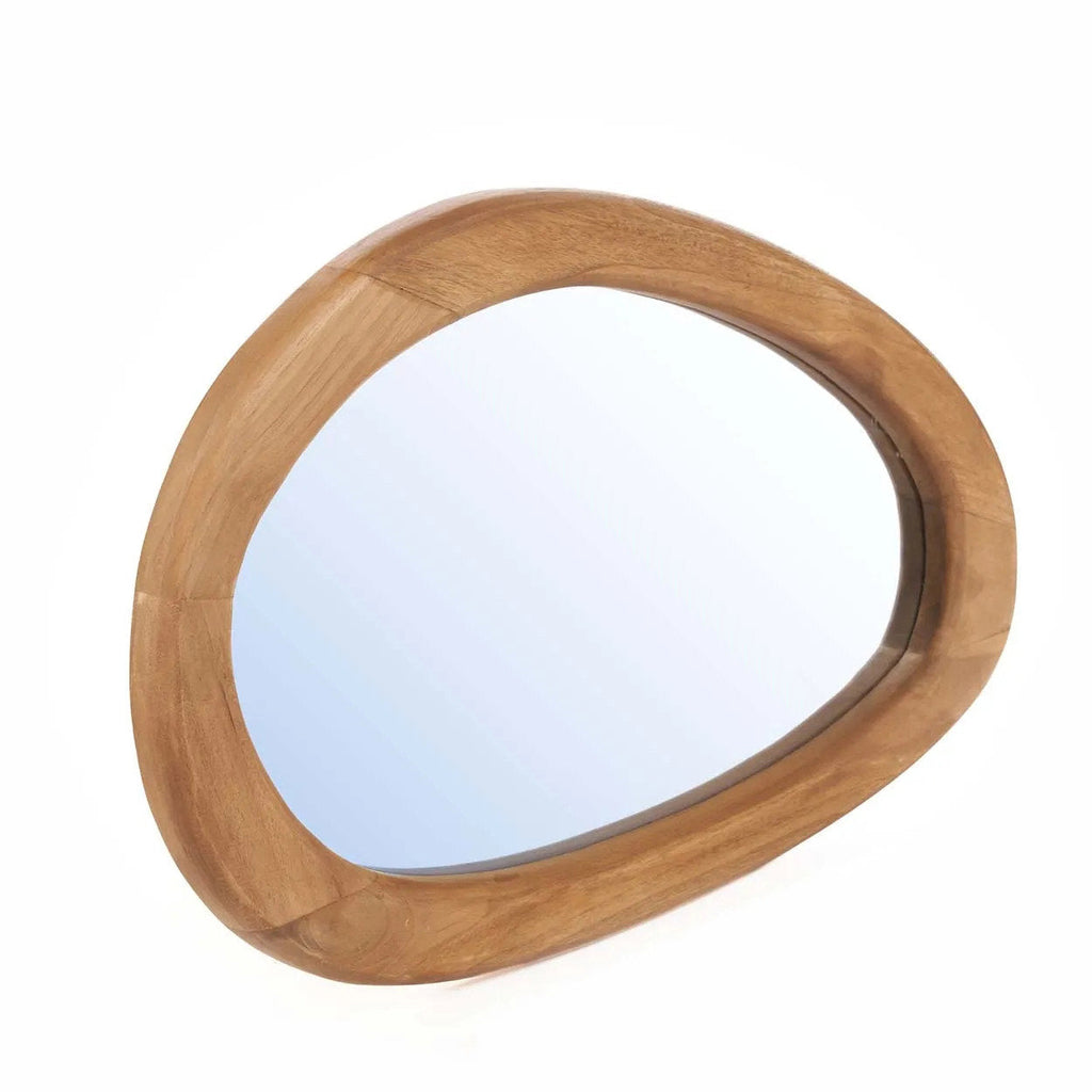 Spiegel teakhout organisch model naturel 60 x 40 cm, voor aan de muur