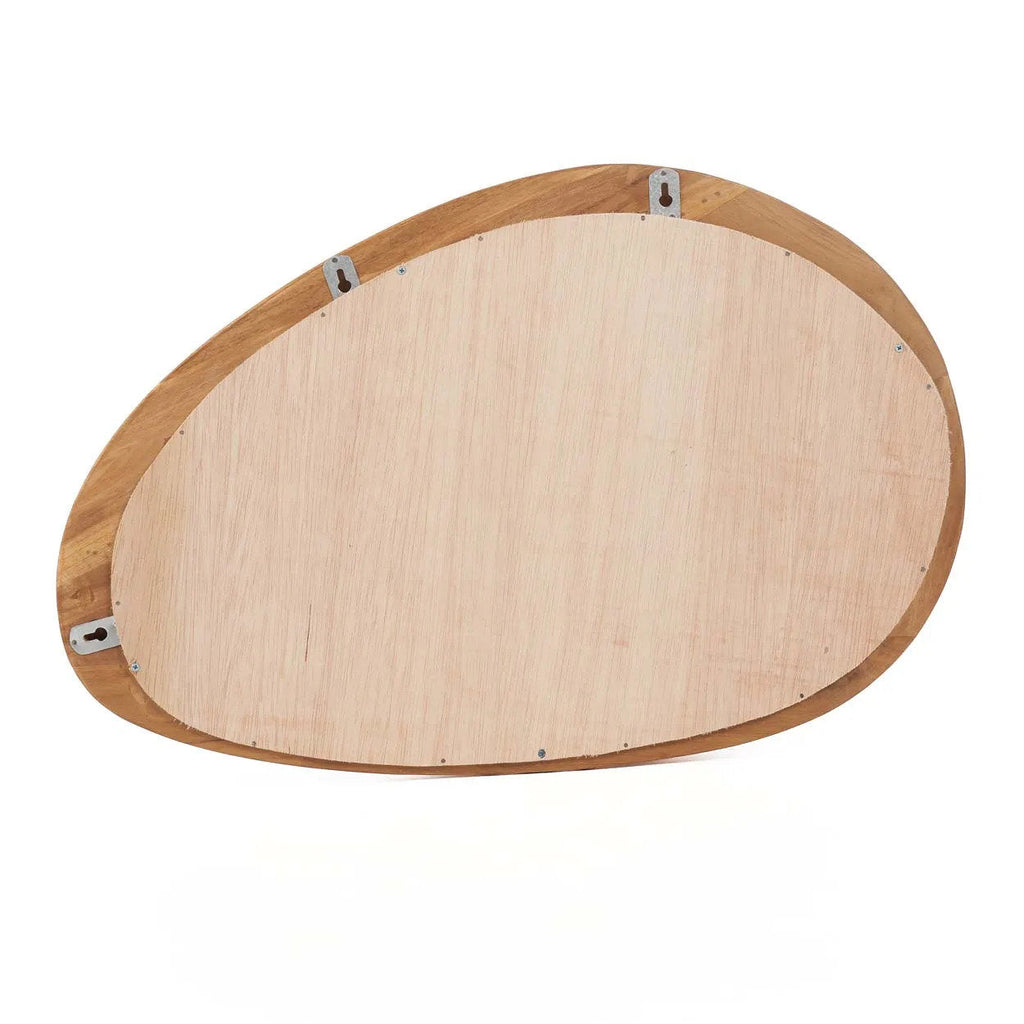 Spiegel teakhout organisch model naturel 60 x 40 cm, voor aan de muur