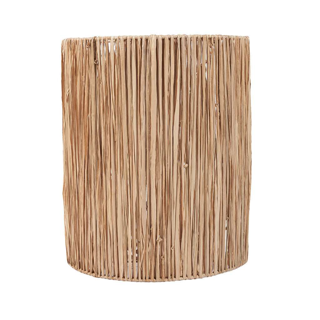 Wandlamp Kohei van naturel sisal met verticale strengen, gezien van voren