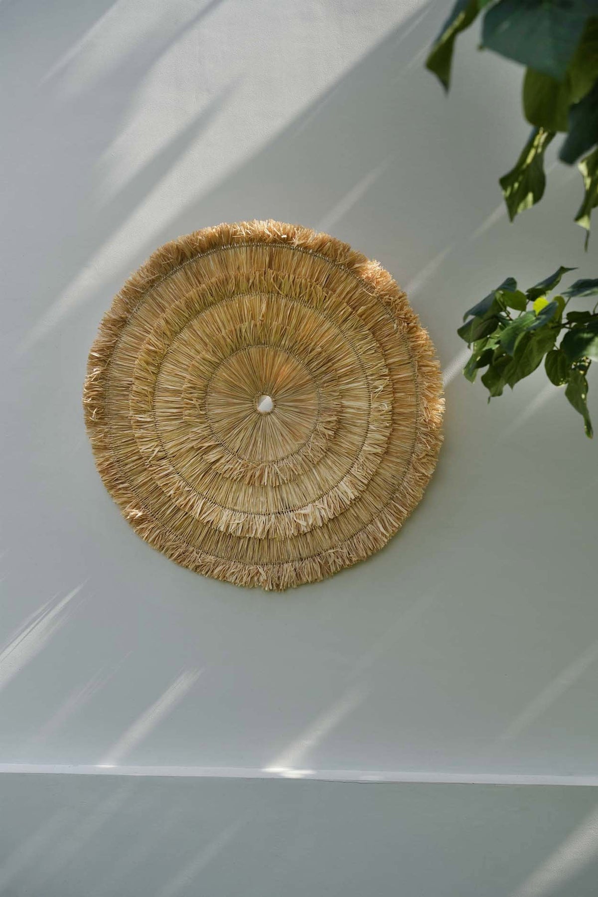 Wanddecoratie sisal Sehseh naturel Ø 85 cm, handgemaakt, voor woonkamer, slaapkamer en hal