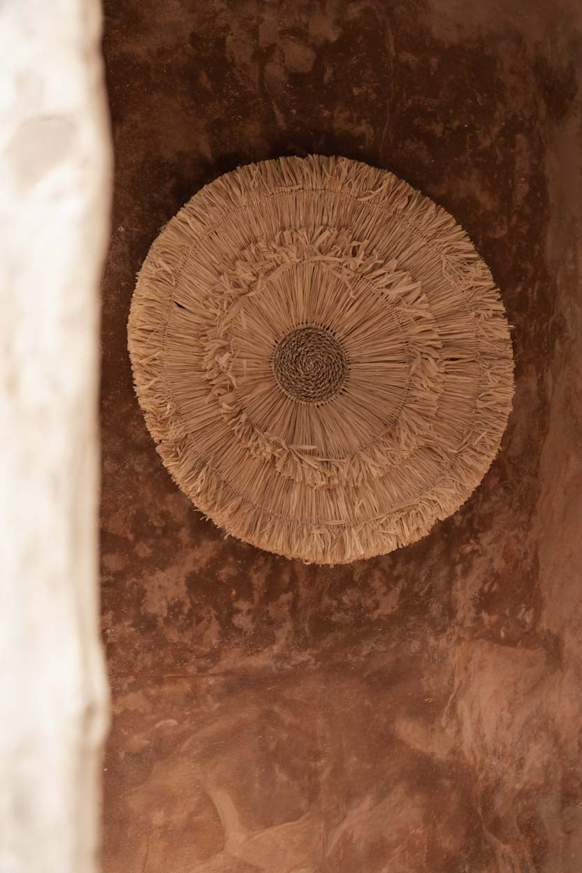 Wanddecoratie sisal Wanita naturel, handgeweven rond Ø 60 cm voor woonkamer, slaapkamer en hal