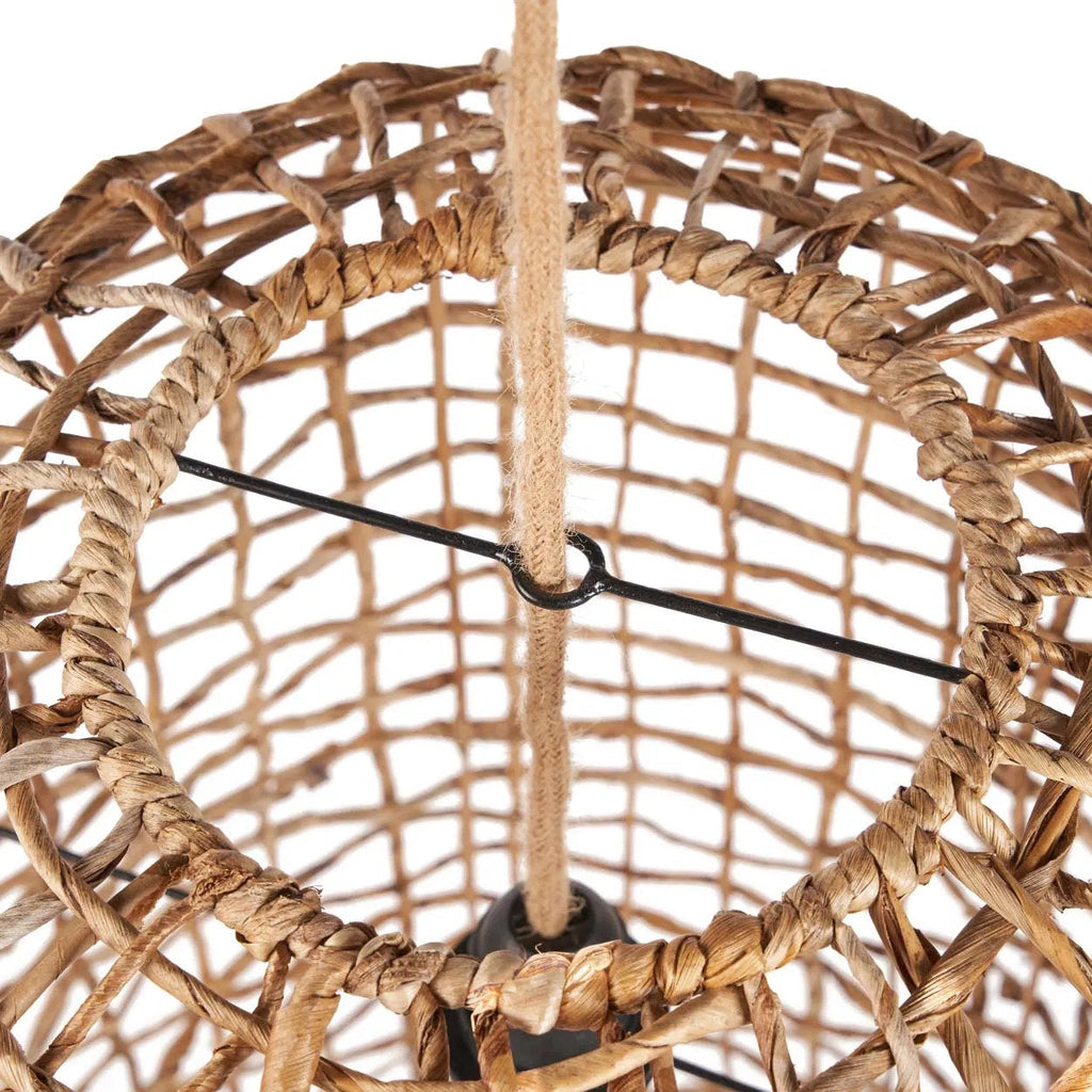 Hanglamp bananenblad handgeweven Kuso naturel 40 x 40 x 74 cm, voor woonkamer en eetkamer