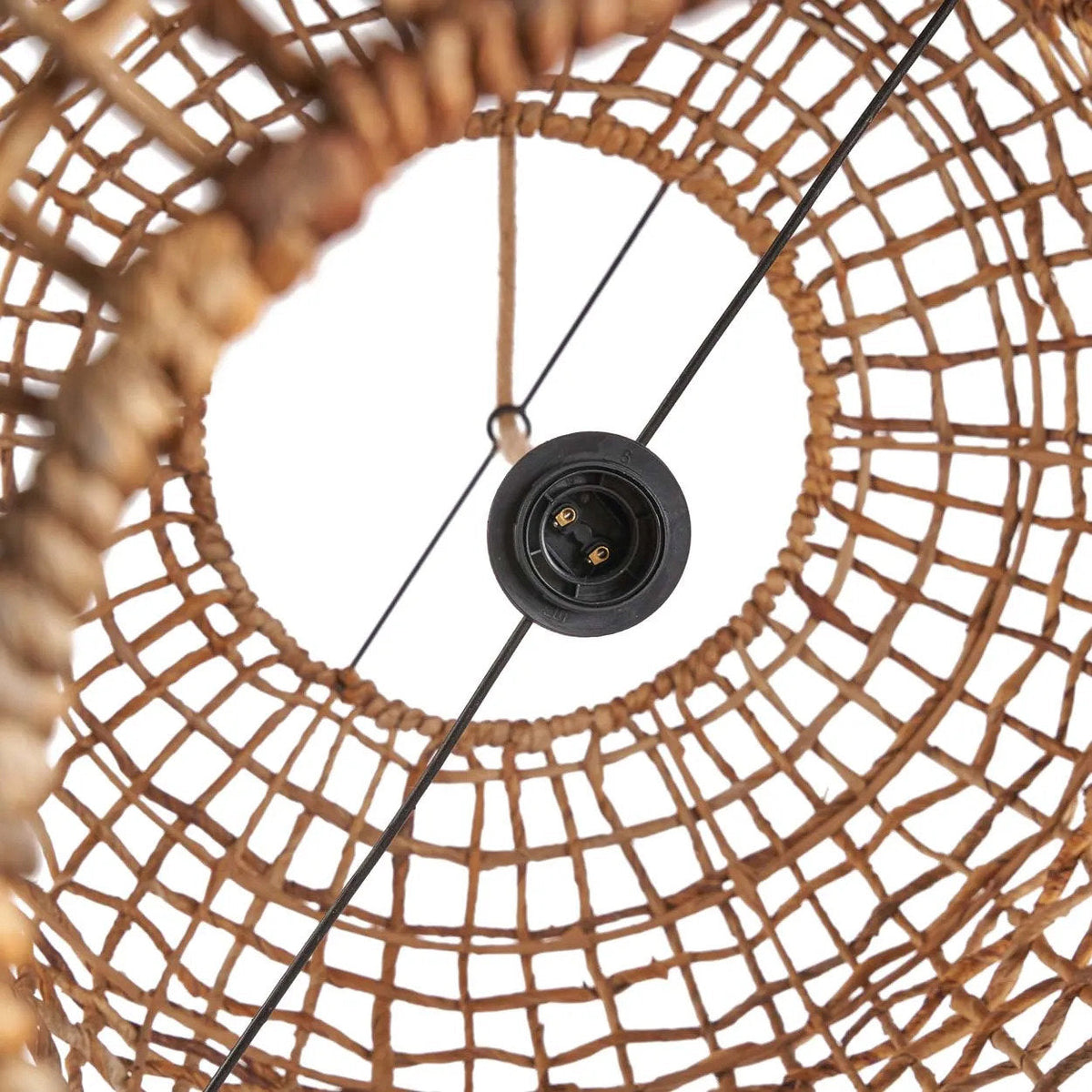 Hanglamp bananenblad handgeweven Kuso XL, naturel – Ø 50 x 92 cm, woonkamer en eetkamer