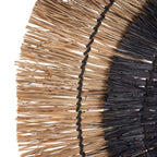Wanddecoratie bananenblad Amazonia, naturel en zwart, handgemaakt – Ø 110 x 11 cm, voor woonkamer en slaapkamer