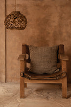 Hanglamp bananenblad handgemaakt naturel L – Ø 45 x 35 cm, voor woonkamer, slaapkamer of overdekt terras