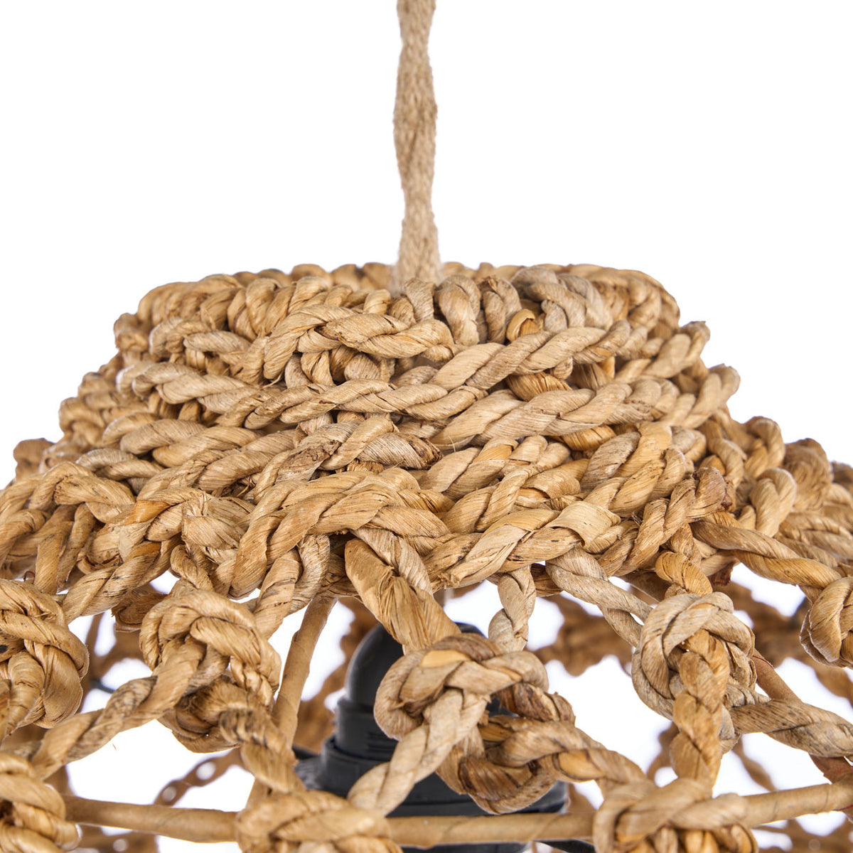 Hanglamp bananenblad handgevlochten, Banara, naturel – Ø 35 x 27 cm, voor slaapkamer en woonkamer