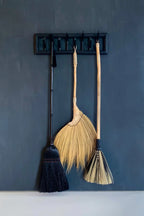 Bezem gras met houten steel, natuurlijk zwart, 5 x 30 x 130 cm, decoratief accent voor woonkamer en hal