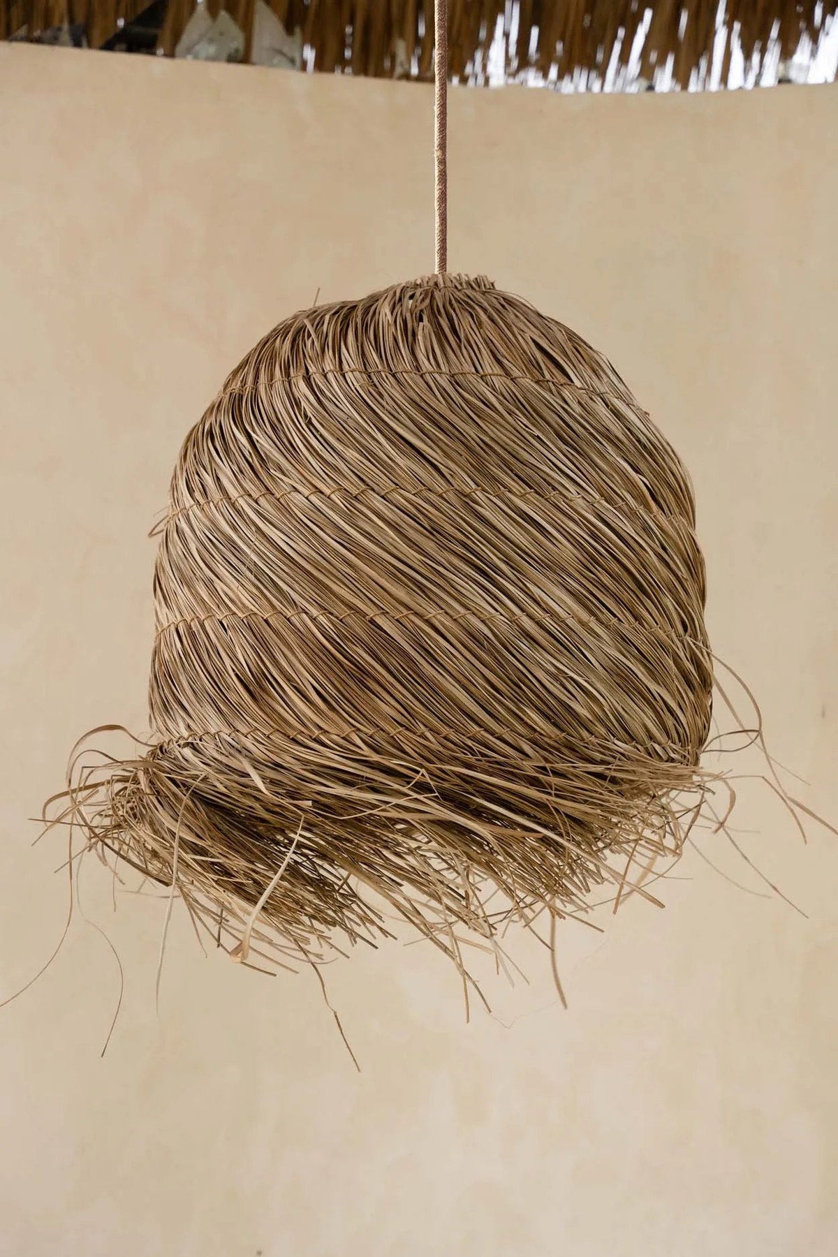 Hanglamp gras handgevlochten Wicked naturel 50 x 50 x 50 cm, boho voor slaapkamer en woonkamer
