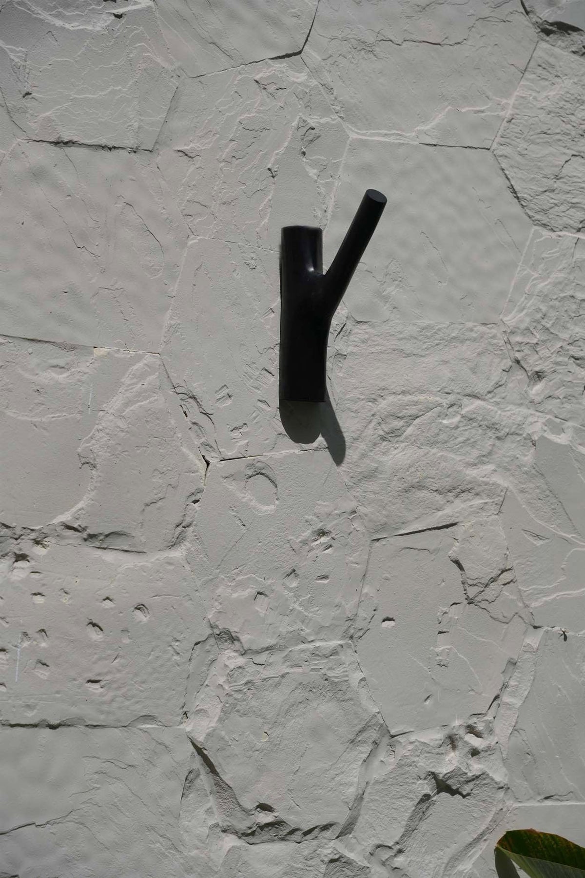 Wandhaak massief teakhout zwart 3 x 6 x 20 cm, voor hal, slaapkamer of badkamer