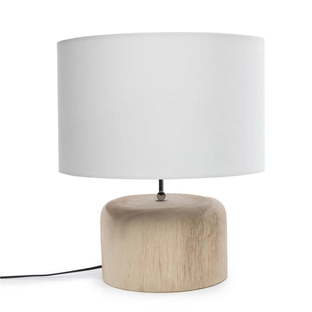 Tafellampvoet teakhout naturel – H 26 cm, Ø 15 cm, inclusief elektrische kabel