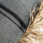 Kussenhoes katoen met raffia franjes Bonita, naturel zwart, 60 x 60 cm, voor woonkamer