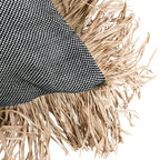 Kussenhoes katoen met raffia franjes Bonita, naturel zwart, 60 x 60 cm, voor woonkamer