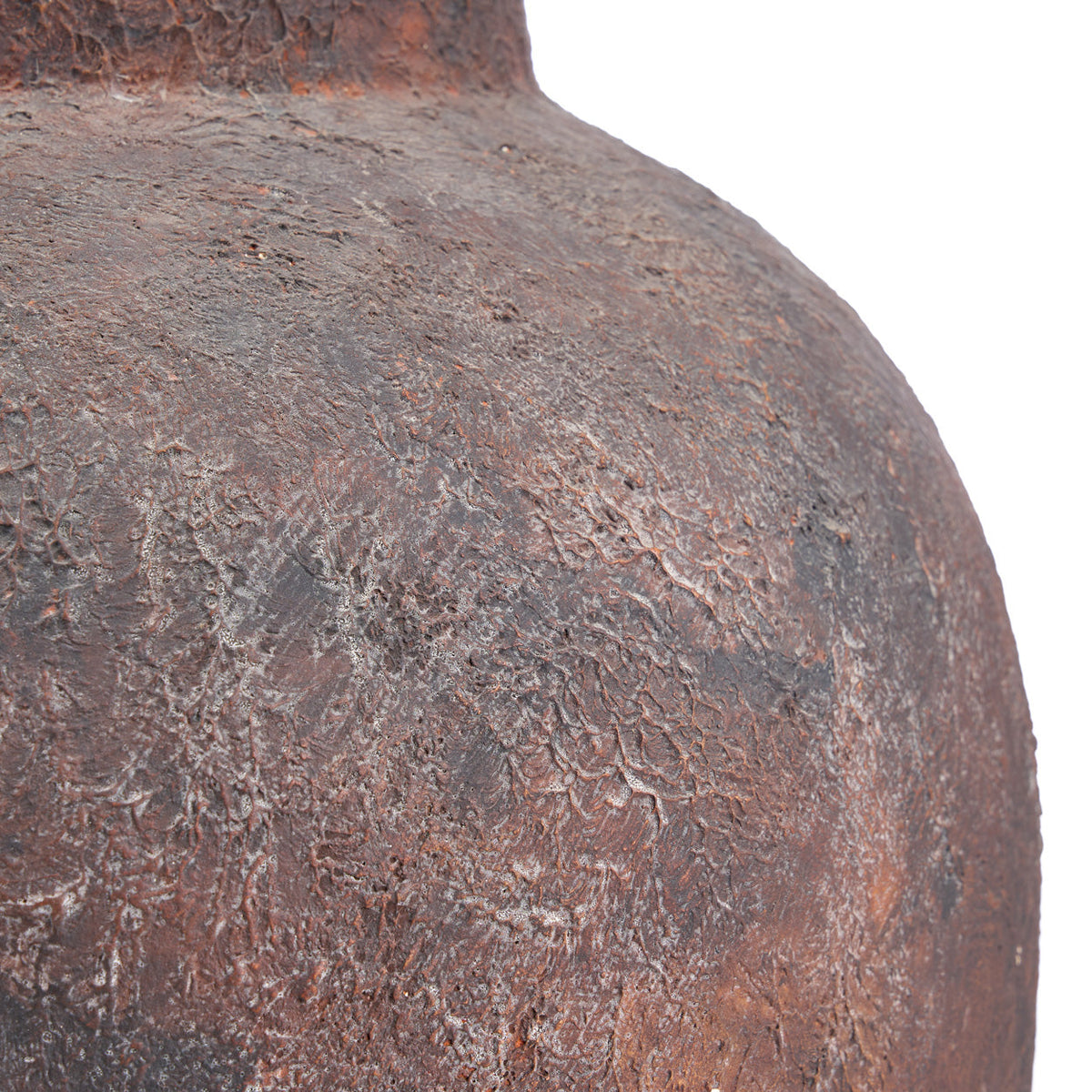 Vloervaas terracotta Volcanic bordeaux XXL, Ø 50 x 70 cm, handgemaakt voor woonkamer, hal of terras