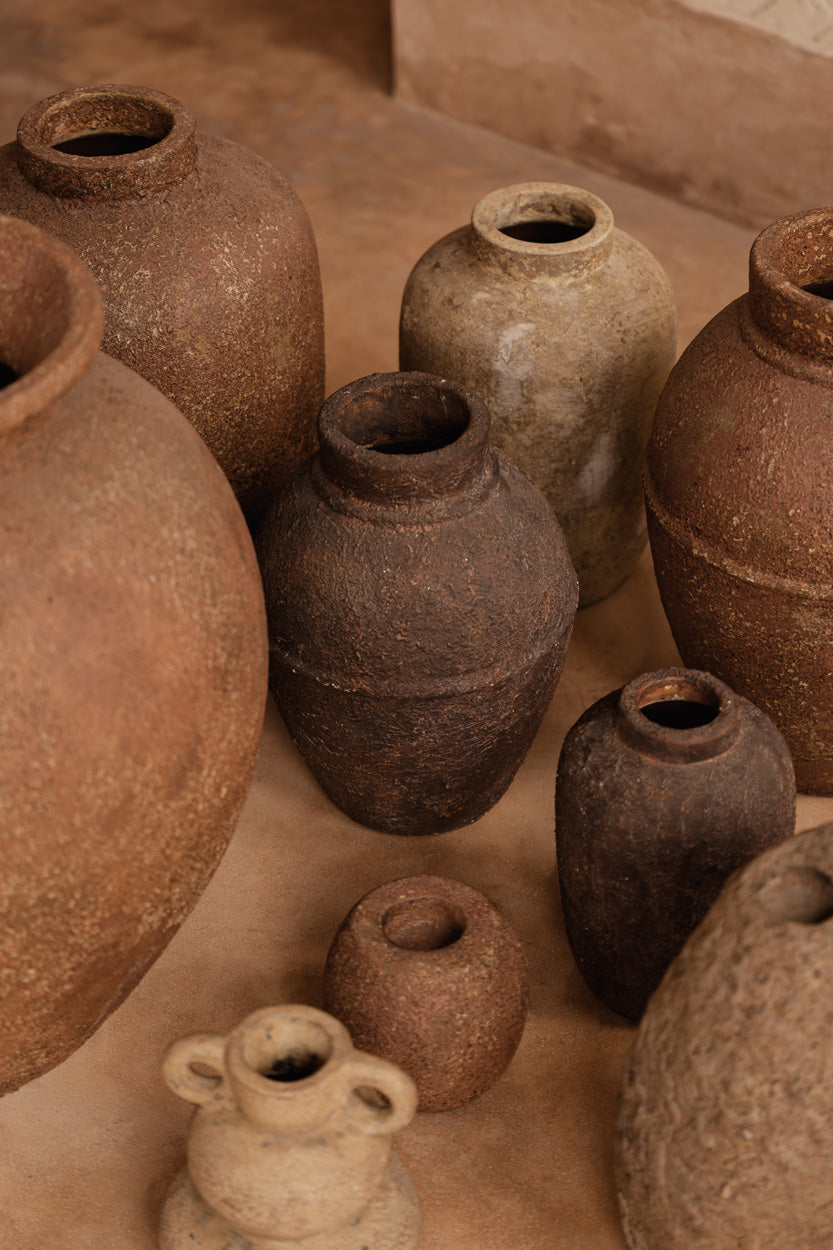 Vaas terracotta Clay Echo crème handgemaakt, medium – 20 x 20 x 30 cm voor bloemen en takken