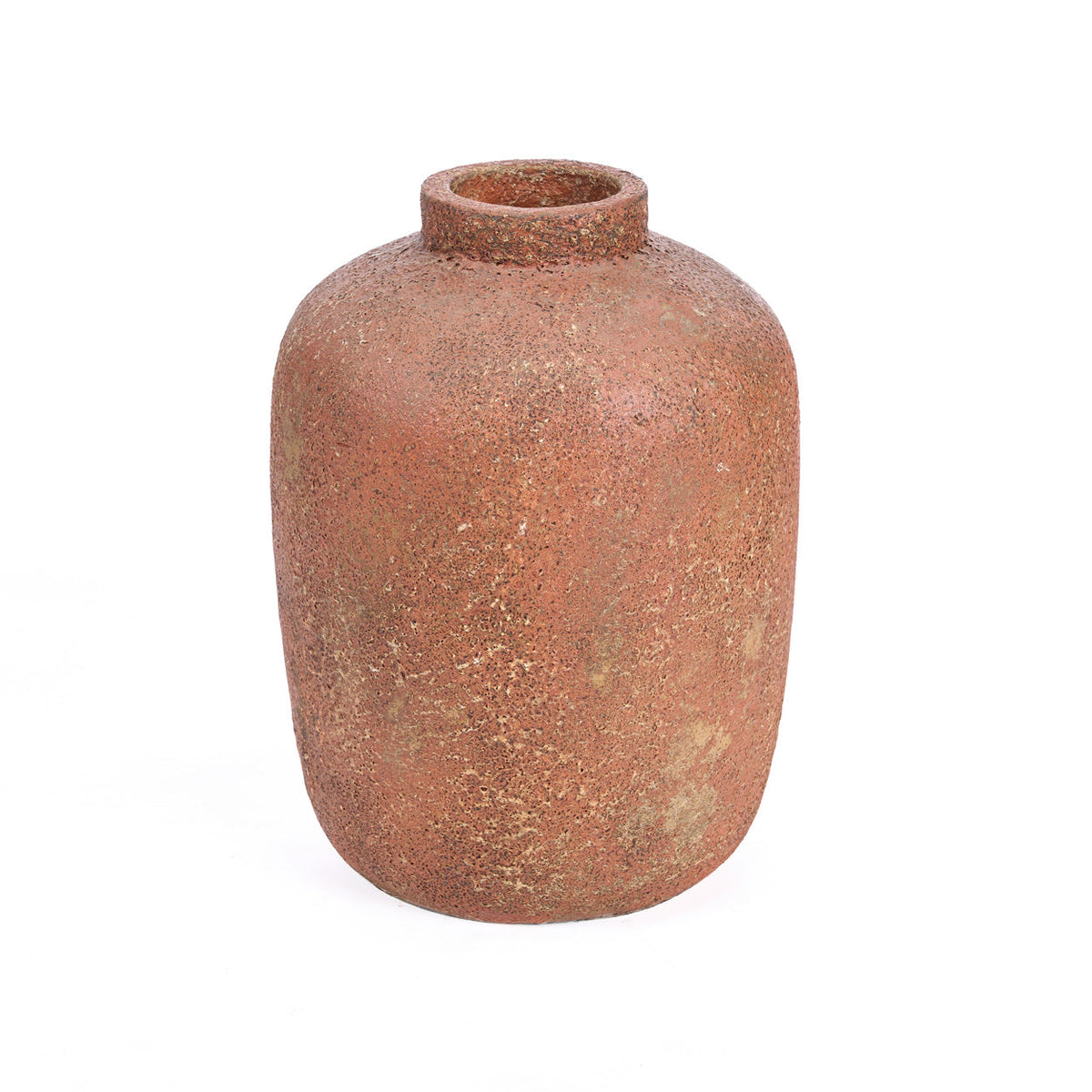 Vaas terracotta Clay Echo L, ronde vloervaas met ruwe aardse textuur, 30 x 30 x 40 cm