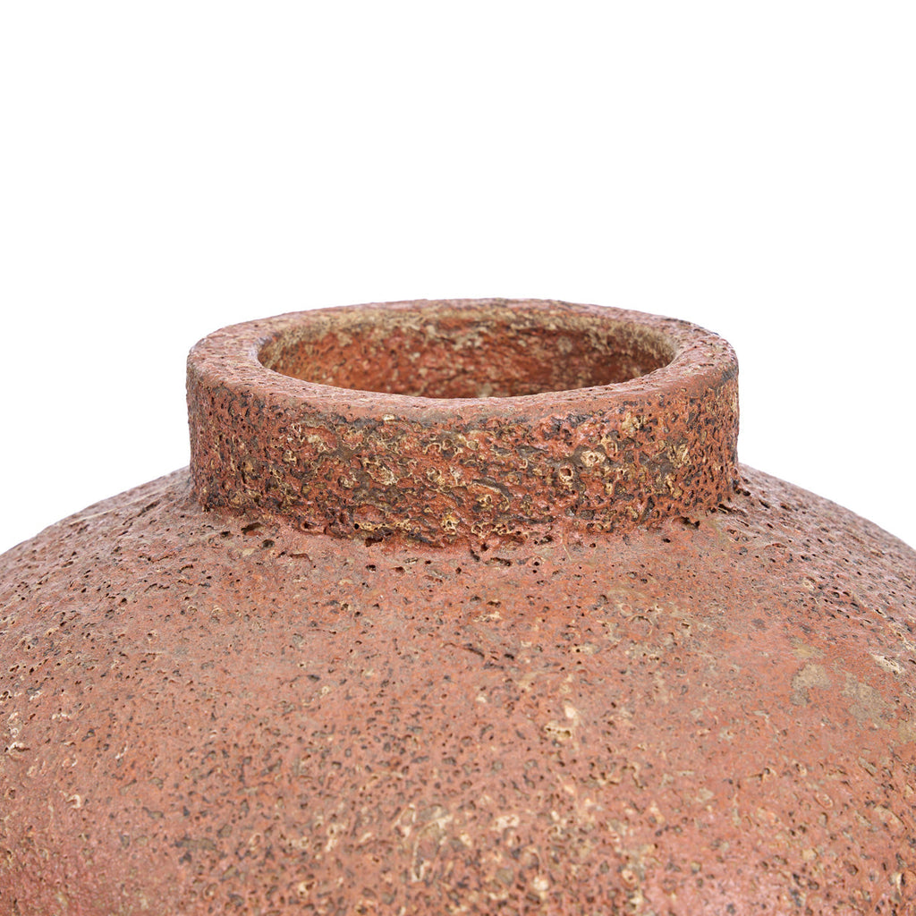 Vaas terracotta Clay Echo L, ronde vloervaas met ruwe aardse textuur, 30 x 30 x 40 cm