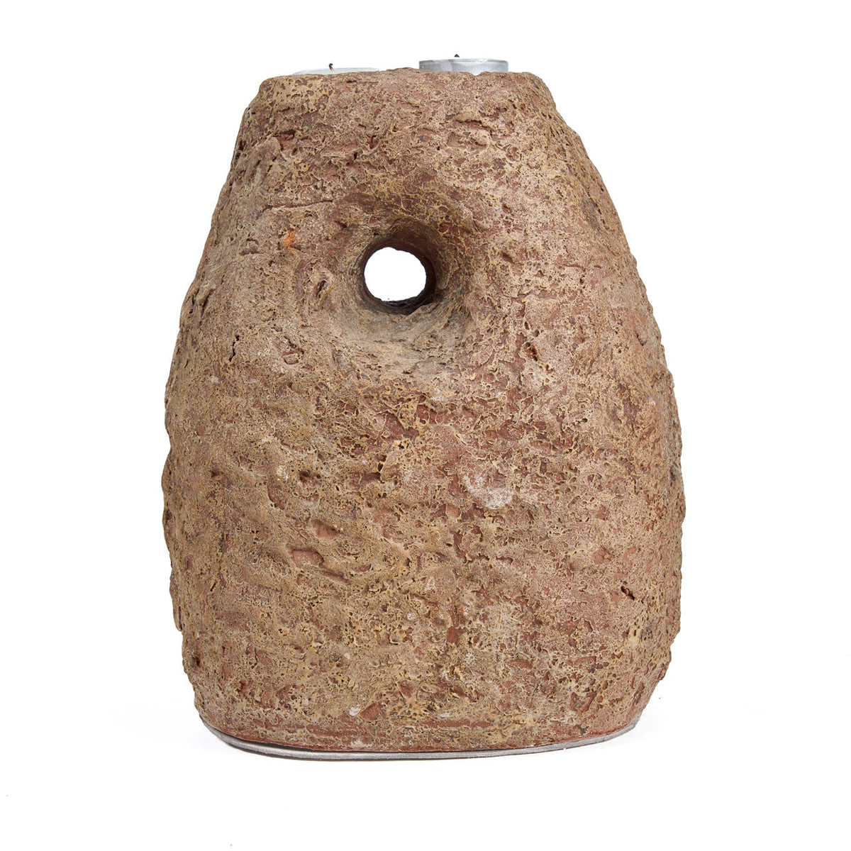 Kandelaar terracotta bruin voor twee kaarsen, handafgewerkt – 20 x 15 x 28 cm