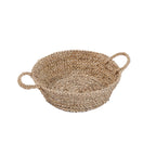 Mand raffia handgevlochten naturel met handvatten, dienblad-mand 35 x 35 x 16 cm, maat S