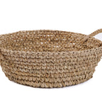 Mand raffia handgevlochten naturel met handvatten, dienblad-mand 35 x 35 x 16 cm, maat S
