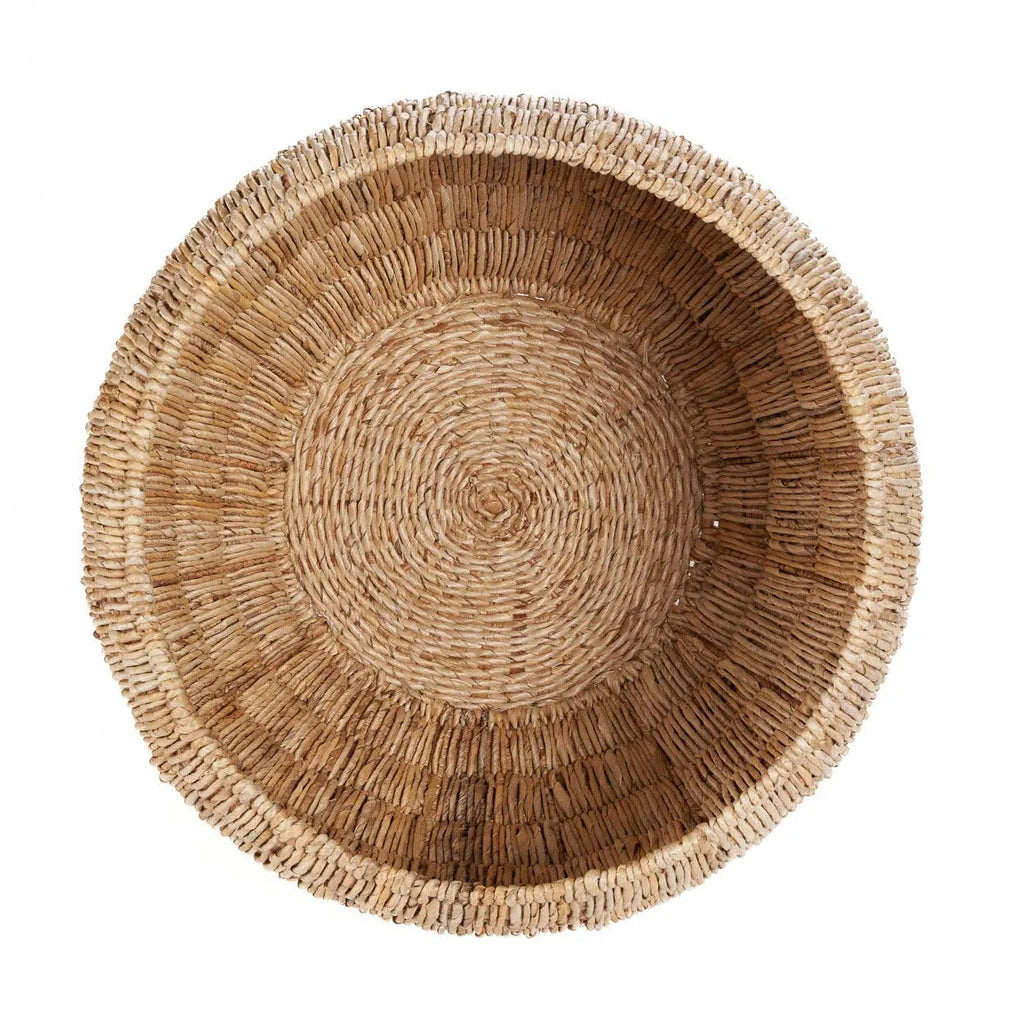 Mand bananenblad handgemaakt naturel – Ø 58 cm, hoogte 37 cm, voor woonkamer, slaapkamer en badkamer