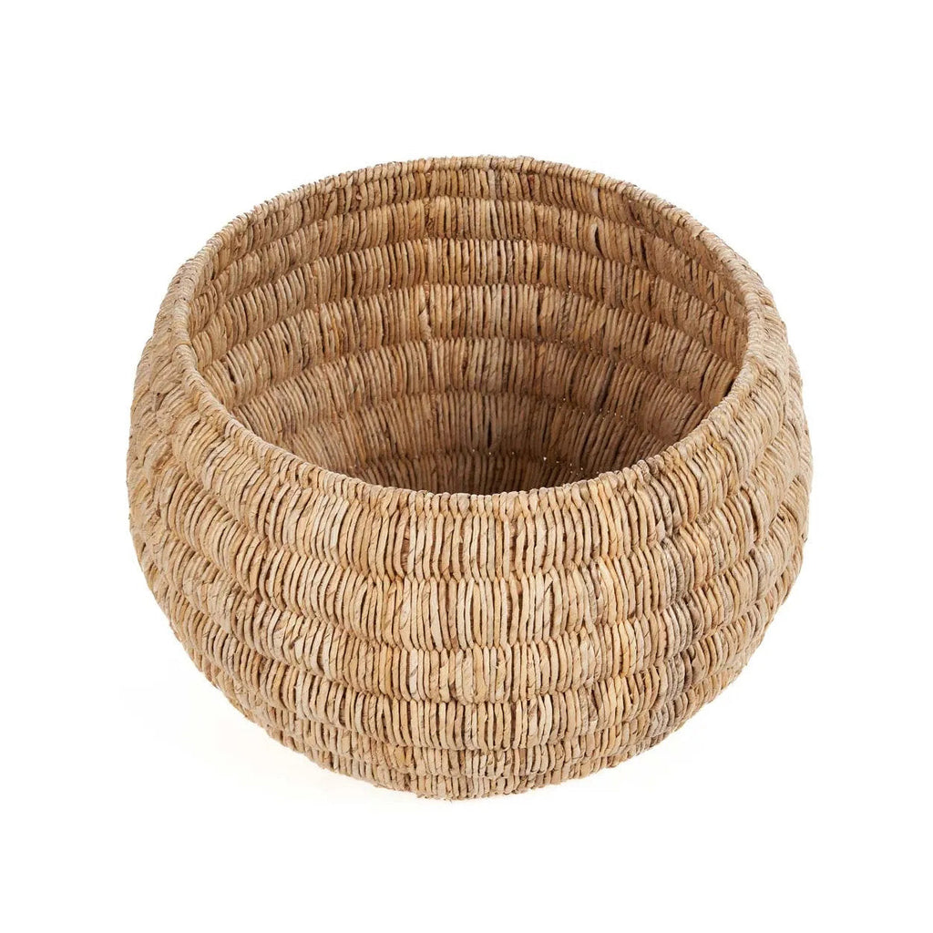 Mand bananenblad handgemaakt naturel – Ø 58 cm, hoogte 37 cm, voor woonkamer, slaapkamer en badkamer