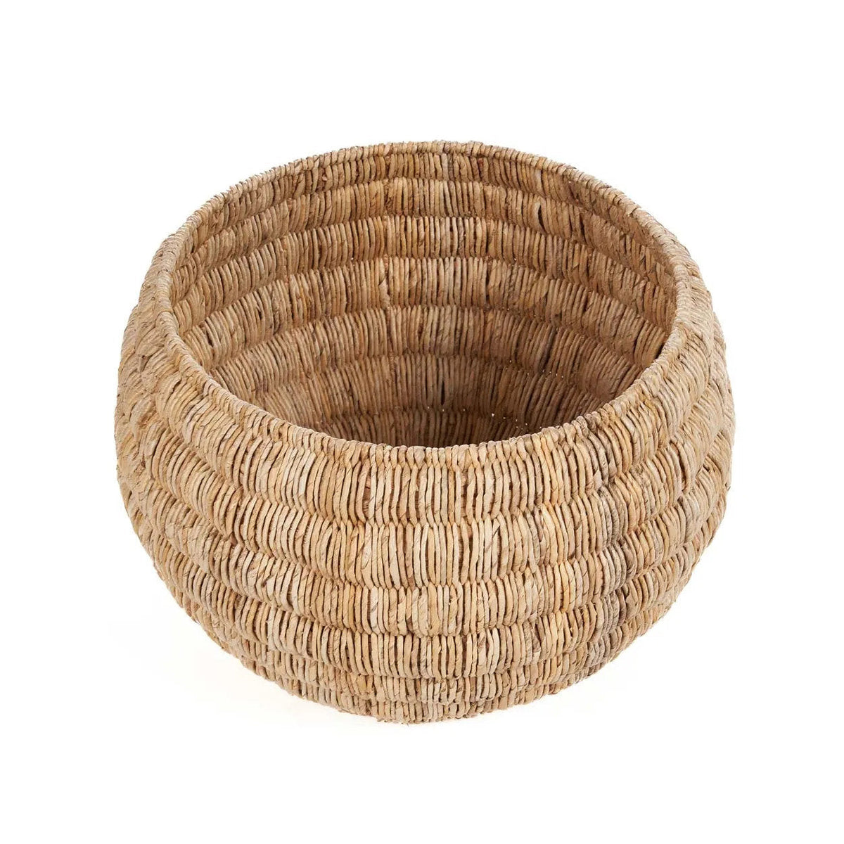Mand bananenblad handgemaakt naturel – Ø 58 cm, hoogte 37 cm, voor woonkamer, slaapkamer en badkamer
