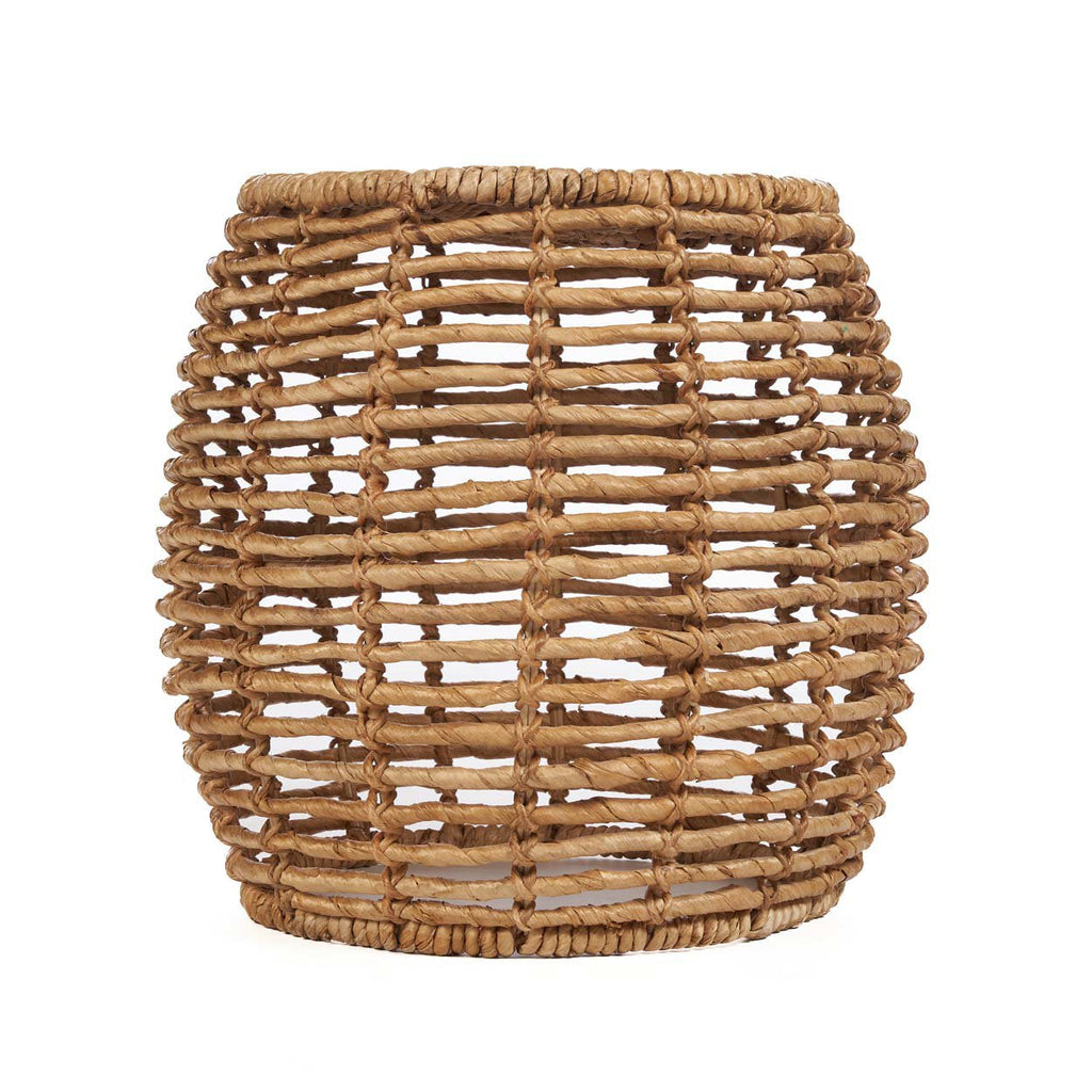 Kruk bananenblad Gustih, naturel, handgemaakt, 48 x 48 x 45 cm, voor woonkamer, slaapkamer en badkamer