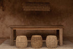 Kruk bananenblad handgemaakt naturel, boho, 48 x 48 x 45 cm, zitplaats of bijzettafel